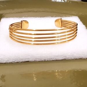 Trifari Vintage Gold Plated Non Tarnishing Adjustable Cuff Bracelet, EUC
